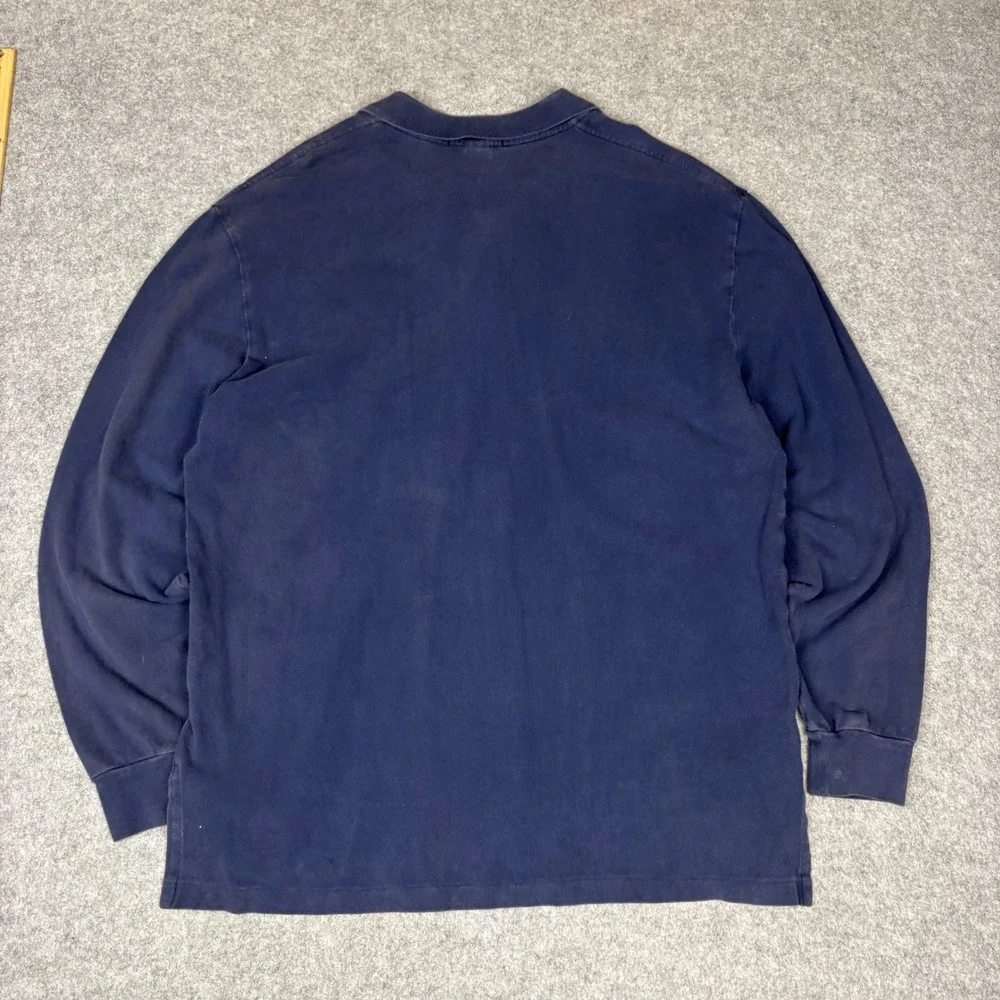Polo Ralph Lauren Mens XL Navy Blue Long Sleeve Pique Polo Shirt Red Pony Logo